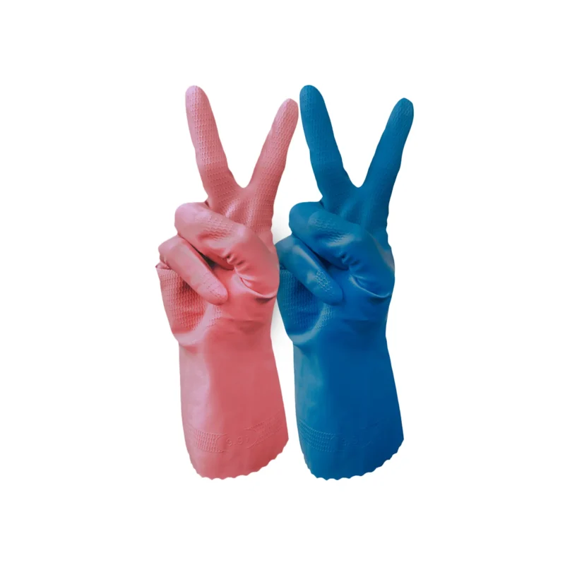 TIDDOX Silverlined-Rubber-Gloves blue and pink side by side showing peace signs
