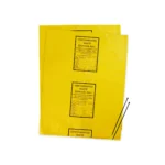 two bags of yellow contaminated waste disposal bags on a white background