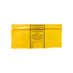 two bags of yellow contaminated waste disposal bags on a white background