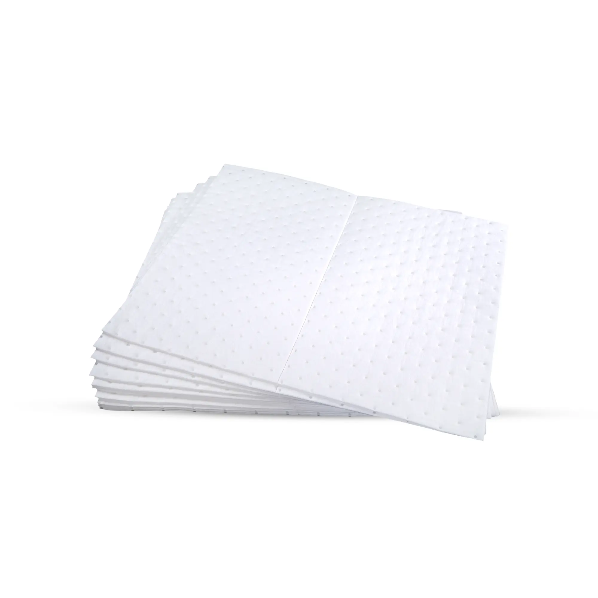 Hazpads-White-Oil-And-Fuel-Pads-Heavy-Duty-10pk Stack of white Heavy Duty Oil Absorbent Pads