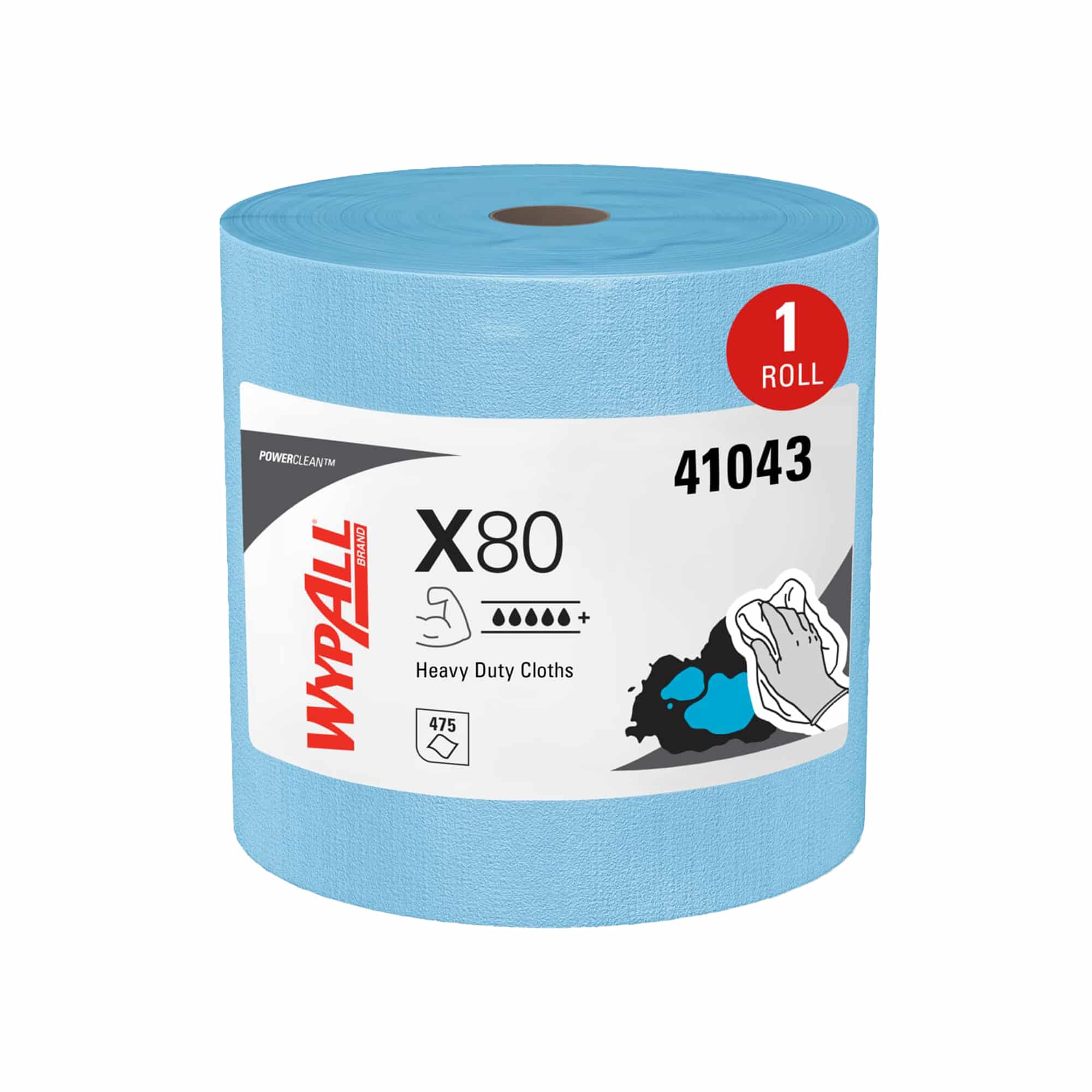 Wypall 41043 X80 Wipes Wypall X80 Jumbo Roll Perforated Wipers Blue 475 Wipers (41043)