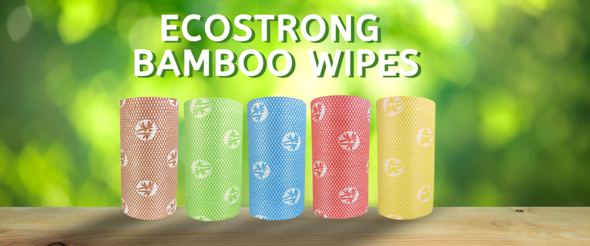 EcoStrong Bamboo Wipes on table